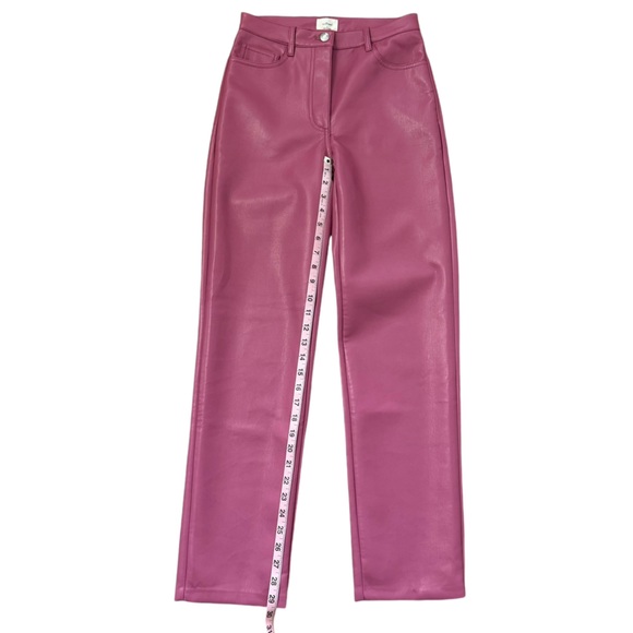 Aritzia Wilfred Melina Faux Vegan Leather High Rise Summer Fall Chic Pants Pink - Picture 14 of 14